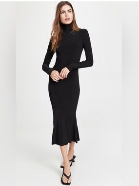 NWT Norma Kamali Long Sleeve Mid Calf Turtle Fishtail Dress Size L (40)